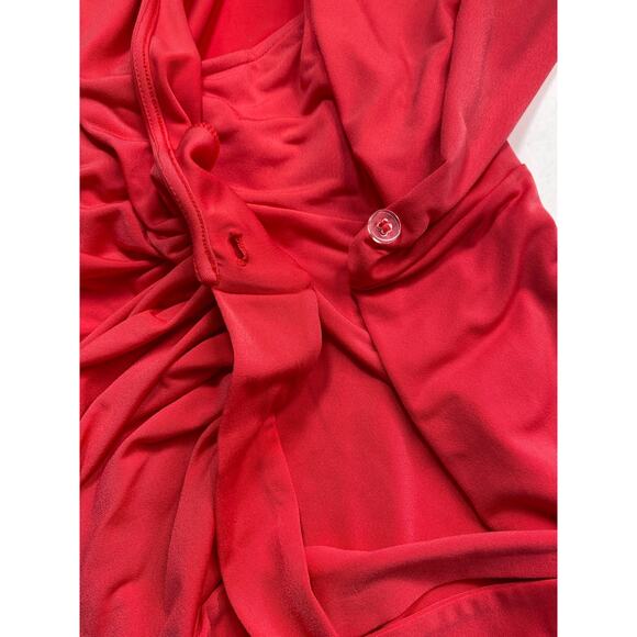 Lark & Ro Jersey Knit Ruched Wrap Dress Sz XL Girl Boss Wedding Bubblegum Pink - Picture 4 of 8